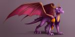  2018 digital_media_(artwork) dragon female feral horn icelectricspyro membranous_wings purple_scales scales scalie simple_background smile solo standing western_dragon wings 