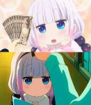  animated animated_gif blue_eyes dragon_girl happy kanna_kamui kobayashi-san_chi_no_maidragon meme money petting white_hair 