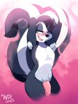  2017 anthro armpit_hair blue_eyes blush hi_res looking_at_viewer looney_tunes male mammal open_mouth penis pep&eacute;_le_pew signature skunk solo warner_brothers willisrisque 