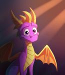  2018 digital_media_(artwork) dragon feral horn icelectricspyro looking_at_viewer membranous_wings purple_eyes scalie sitting smile spines spyro spyro_the_dragon video_games western_dragon wings 