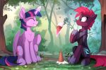  2018 broken_horn dessert digital_media_(artwork) duo equine eyes_closed feathered_wings feathers female feral food forest friendship_is_magic hair hi_res horn ice_cream mammal my_little_pony my_little_pony_the_movie outside tempest_shadow_(mlp) tree twilight_sparkle_(mlp) unicorn winged_unicorn wings yakovlev-vad 