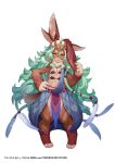  1girl bunny_ears claws extra_breasts extra_ears female flat_chest fur furry green_hair simple_background solo white_background yuba_no_shirushi yuzu_shio 