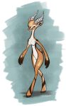  absurd_res antelope anthro breasts brown_eyes colored_sketch eralyn eyelashes featureless_breasts female gazelle hi_res hooves horn mammal nude signature simple_background solo 