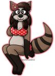  bikini breasts brown_eyes brown_fur brown_hir clothing female fur hair long_hair long_tail looking_at_viewer lorddominic mammal open_maw procyonid raccoon solo spandex swimsuit tight_clothing tongue toony 