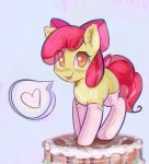  &lt;3 2017 apple_bloom_(mlp) cake clothing cute earth_pony equine eyelashes female feral food friendship_is_magic hair hair_bow hair_ribbon hi_res hooves horse legwear looking_at_viewer mammal mirroredsea mostly_nude my_little_pony orange_eyes pony red_hair ribbons simple_background smile socks solo speech_bubble standing thigh_highs tongue tongue_out white_background young 