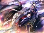  armor armored_boots armored_dress banner blue_dress boots breasts cloud dragon dress fate/grand_order fate_(series) floating_hair green_eyes holding holding_weapon jeanne_d'arc_(alter)_(fate) jeanne_d'arc_(fate)_(all) kata4859 long_hair looking_at_viewer medium_breasts navel navel_cutout outdoors parted_lips riding silver_hair sleeveless sleeveless_dress smile solo thigh_boots thighhighs very_long_hair weapon 