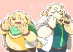  &lt;3 2018 6xiachunqiu7 bear blush canine cigarette cusith dog duo eyewear glasses kemono male mammal obese overweight polar_bear rave_(housamo) scarf simple_background standing tokyo_afterschool_summoners 