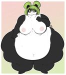  areola bear belly big_belly big_breasts breasts chest_tuft female gradient_background green_eyes green_hair hair huge_breasts hyper hyper_belly mammal morbidly_obese navel nipples obese overweight panda pink_areola pink_nipples seductive simple_background smile solo tehbuttercookie thick_thighs tuft wide_hips 