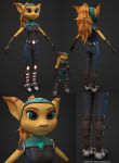  2018 3d_(artwork) angela_cross anthro blue_eyes bodysuit breasts clothed clothing digital_media_(artwork) feline female fur lombax mammal model_sheet playstation ponytail ratchet_and_clank skinsuit solo sony striped_fur stripes suit tight_clothing video_games yasmin_down 
