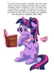  beverage book cup dialogue english_text equine female friendship_is_magic horn lopoddity mammal my_little_pony ponytail pregnant sitting tea tea_cup text twilight_sparkle_(mlp) winged_unicorn wings 