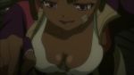  1girl animated animated_gif ayukawa_miyuki bandaid basquash! bounce bouncing_breasts breasts cleavage dark_skin downblouse female jacket no_bra sports_bra talking 