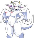  blush breasts dragon erect_nipples female fur furred_dragon nipples pussy san_ruishin simple_background white_background 