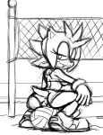  2010 black_and_white breasts clothed clothing fan_character female is_(artist) looking_at_viewer monochrome pussy sonic_(series) sport volleyball 