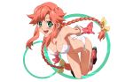  bikini blush boots braids breasts gloves green_eyes long_hair mokke_(artist) orange_hair rebecca_streisand swimsuit twintails white wild_arms wild_arms_the_vth_vanguard 