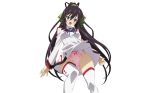  blue_eyes blush dress infinite_stratos long_hair mokke_(artist) panties ponytail purple_hair seifuku shinonono_houki thighhighs underwear white 