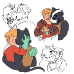  2018 27pepperoni anthro avocato cat clothing duo feline final_space fur gary_(final_space) human interspecies kissing male male/male mammal 