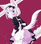  1girl blue_eyes dog furry kemoribon maid short_hair solo white_hair 