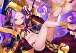  bow bow_bra bra bukurote chinese_clothes detached_sleeves fate/grand_order fate_(series) flat_chest long_hair purple_eyes purple_hair revealing_clothes ribbon_bra solo underwear wu_zetian_(fate/grand_order) 