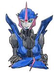  1girl arcee autobot blue_eyes highres lips mecha_girl transformers transformers_prime wink 