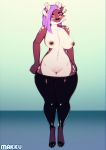  anthro blush breasts cervine clothed clothing female mammal nipples pants_down partially_clothed pussy slightly_chubby solo standing thick_thighs tight_clothing topless tsudamaku wide_hips 