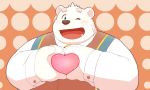  &lt;3 12beat13 2017 anthro bear blush fur male mammal one_eye_closed overweight overweight_male polar_bear solo utau white_fur wink 白音カン 