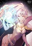  atoatto belt breasts cape cleavage collarbone fire_emblem fire_emblem:_seisen_no_keifu fire_emblem:_thracia_776 ishtar_(fire_emblem) jewelry large_breasts lightning long_hair magic necklace pauldrons ponytail purple_eyes purple_hair side_ponytail sidelocks solo 