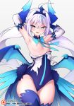  :d armpits blue_eyes blue_legwear blue_wings blush breasts cameltoe commentary_request detached_sleeves elsword horns leotard long_hair looking_at_viewer luciela_r._sourcream nipples noblesse_(elsword) open_mouth pointy_ears revision simple_background small_breasts smile solo standing star star-shaped_pupils strapless strapless_leotard symbol-shaped_pupils thighhighs waero white_background white_hair wings 