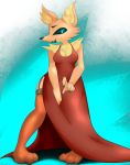  alpha_channel black_sclera breasts canine clothing dress female fox garbagioni legwear mammal nipple_bulge simple_background solo transparent_background tuft vul&eacute; 