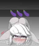 &lt;3 &lt;3_eyes 2018 anthro askeu ass_up blush butt cum cum_in_mouth cum_inside deep_throat digital_media_(artwork) duo ear_piercing eggplant female food fruit hair hi_res league_of_legends long_ears looking_at_viewer male male/female nude open_mouth oral oral_penetration orgasm penetration penis piercing riot_games short_hair short_stack simple_background sweat sweatdrop tristana_(lol) video_games white_hair yordle 