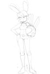  angry anthro armor bodysuit clothed clothing female filthypally frown fur hair hand_on_hip helmet lagomorph mammal monochrome pinku_(miscon) rabbit simple_background sketch skinsuit solo tight_clothing uniform white_background 