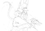  anthro breasts burmecian camel_toe clothed clothing coat female filthypally final_fantasy final_fantasy_ix freya_crescent hair lying mammal monochrome nipples on_side open_coat panties raised_tail rat rodent simple_background sketch solo square_enix underwear video_games 