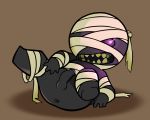  anus balls clothed clothing humanoid humanoid_penis lying male not_furry on_back open_mouth penis presenting presenting_anus ragman_(tboi) sharp_teeth simple_background skimpy solo spread_legs spreading suspendedpain teeth the_binding_of_isaac 