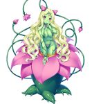  alraune breasts flower green_hair green_skin long_hair monmusu monster_girl official_art pink_eyes sayori tama tentacle_games tsukimi_kirara 