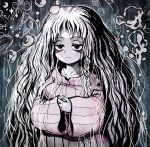  angel blush braid girl_(tenshi_no_tamago) long_sleeves messy_hair tenshi_no_tamago_(anime) tired voodoodollmaster white_hair 