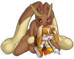  anthro balls blush clothing cock_vore cream_the_rabbit duo footwear gloves hi_res lagomorph lopunny male male_pred mammal nintendo open_mouth penis pok&eacute;mon pok&eacute;mon_(species) rabbit shdingo simple_background smile sonic_(series) video_games vore young 