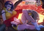  1girl alcohol beer boots breasts cigarette cigarette_box cleavage cockpit cowboy_bebop cup drinking_glass faye_valentine green_eyes gun hairband handgun high_heel_boots high_heels holding large_breasts purple_hair science_fiction shirt short_hair shorts sitting solo space_craft thighhighs weapon xong yellow_shirt yellow_shorts 