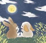  2017 cloud food grass kanannbo lagomorph mammal moon open_mouth rabbit sky star 