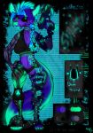  2018 android anthro belt bionic_arm blue_fur boots breasts canine clothing cyber_eye cybernetics cyberpunk design emo female footwear fox fur futuristic glowing gun hair handgun hybrid long_tail machine madnessandgiovanni0595 mammal neon piercing pistol punk ranged_weapon robot science_fiction shirt short_hair shorts smile synergy weapon 