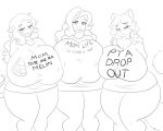  anthro big_breasts bovine breast_squish breasts caprine cat cattle clothed clothing feline female huge_breasts logo_shirts looking_at_viewer mammal marauder6272 mother nipple_bulge parent sheep smile thick_thighs wide_hips 