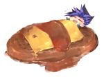  black_hair blue_hair cheese chibi closed_eyes food lying male_focus multicolored_hair on_back open_mouth pancake rento_(rukeai) smile solo spiked_hair yuu-gi-ou yuu-gi-ou_arc-v yuuto_(yuu-gi-ou_arc-v) 