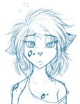  anthro apathetic apron canine clothed clothing dog drunk feline female fur hair hybrid kathrin_(twokinds) keidran leopard looking_at_viewer mammal monochrome off_shoulder short_hair simple_background sketch snow_leopard solo spots tired tom_fischbach twokinds webcomic white_background 