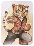  2016 anthro claws clothed clothing feline female fist fully_clothed kung_fu_panda mammal master_tigress pawpads pose solo standing tiger 井口病院 