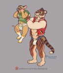  anthro bullying clothing covering_face diaper eyewear feline glasses jockstrap male mammal mouse puddlepup rodent simple_background teenager tiger underwear young 