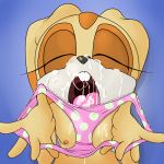  absurd_res anthro clothing cream_the_rabbit cub cum cum_in_mouth cum_inside cum_on_chest cum_on_face eyes_closed female hi_res lagomorph mammal mdgusty nipples nude open_mouth panties rabbit simple_background solo sonic_(series) underwear young 