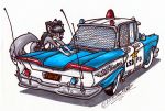  anthro big_breasts bikini breasts canine car clothing female fox foxy_caine mammal purple_eyes sketchywolf-13 swimsuit traditional_media_(artwork) vehicle 