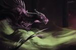  2016 ashesdrawn claws digital_media_(artwork) dragon feral horn invalid_color purple_eyes purple_scales scales solo 