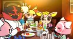  aggressive_retsuko alcohol anthro beer beverage black_fur blush canine daily_incineroar deerling drunk eyelashes eyewear feline female fennekin fenneko food fur girafarig glasses incineroar male mammal manumaru nintendo pink_fur pok&eacute;mon pok&eacute;mon_(species) red_fur resasuke retsuko sanrio smile stufful tsunoda video_games yellow_fur 