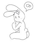  &lt;3 anthro black_and_white blush butt female flower hi_res itsunknownanon lagomorph looking_at_viewer mammal monochrome plant poppy_(mindnomad) rabbit sitting smile solo speech_bubble 