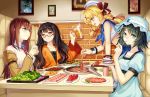  aqua_eyes black_hair blonde_hair blouse blue_eyes bowl braid breasts brown_hair cake character_request chopsticks collared_shirt cooking couch cup flat_chest food forever_7th_capital fruit glasses grilling hair_ribbon hat jacket japanese_clothes kebab long_hair looking_at_viewer makise_kurisu meat medium_breasts mirror_(xilu4) multiple_girls necktie off_shoulder orange_eyes plate portrait_(object) red_eyes ribbon sailor_collar sailor_hat shiina_mayuri shirt short_hair short_twintails smile steins;gate strawberry sweatdrop table twin_braids twintails vegetable watermelon wrist_cuffs 