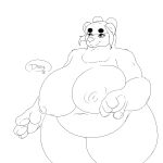  2018 anthro areola bear belly big_areola big_breasts big_nipples breasts dizzyknight female fur hair hi_res huge_breasts lips mammal nipples nude overweight pawpads paws simple_background smile solo standing thick_thighs voluptuous white_background wide_hips 